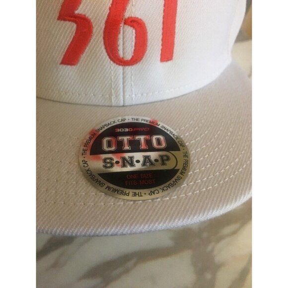 Otto White Snapback Hat With Red 361° Embroidery Adjustable Fit One Size Fits Mo - Picture 2 of 6